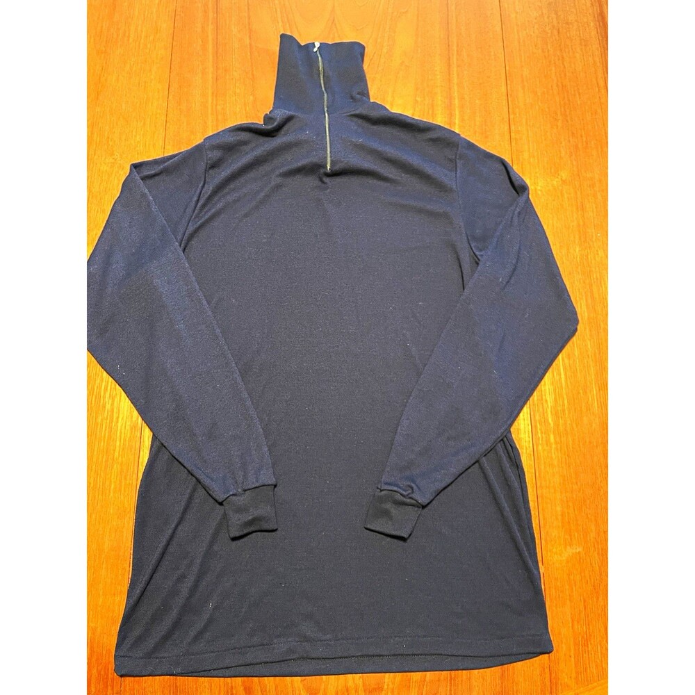 Vintage 80s L.L.Bean Men XL Navy 1/4 Zip Mock Neck Thermal Gorpcore Shirt